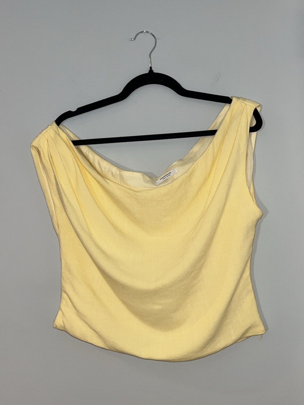 Peppermayo Size 12 Butter Yellow One Shoulder Linen/Cotton Blend Top - Picture 2 of 9